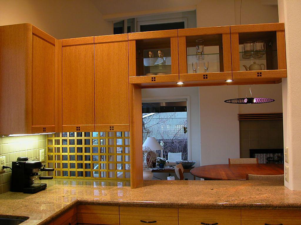 modern oak kitchen with four square inlay
