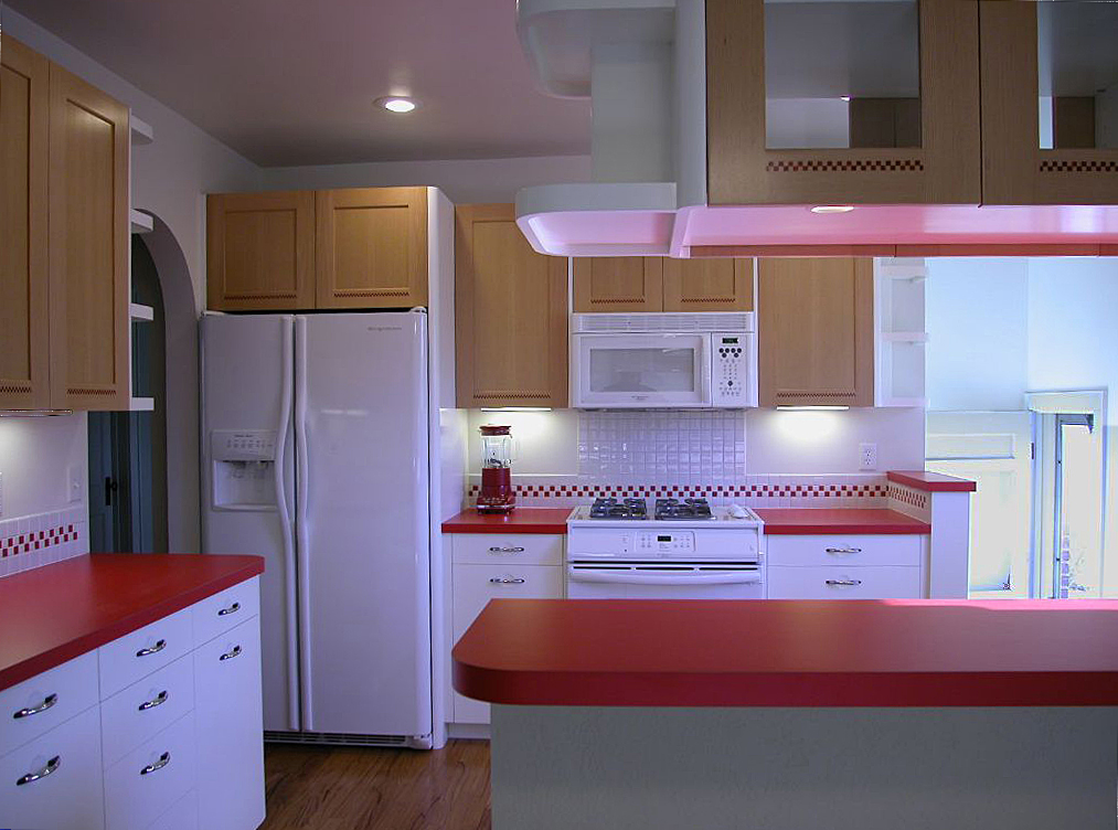 1940's style red & white kitchen